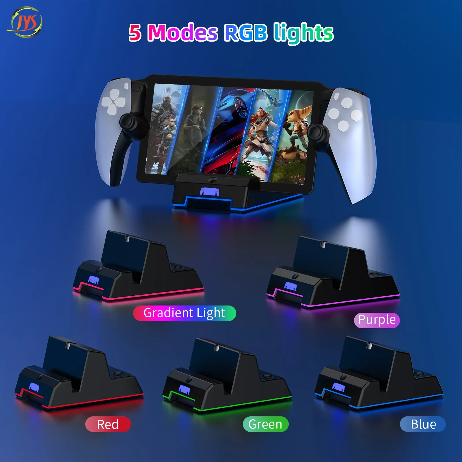 NEW JYS-P5202 For PS5 Portal Streaming handheld magnetic charging dock gaming handheld charger stand with colorful lights
