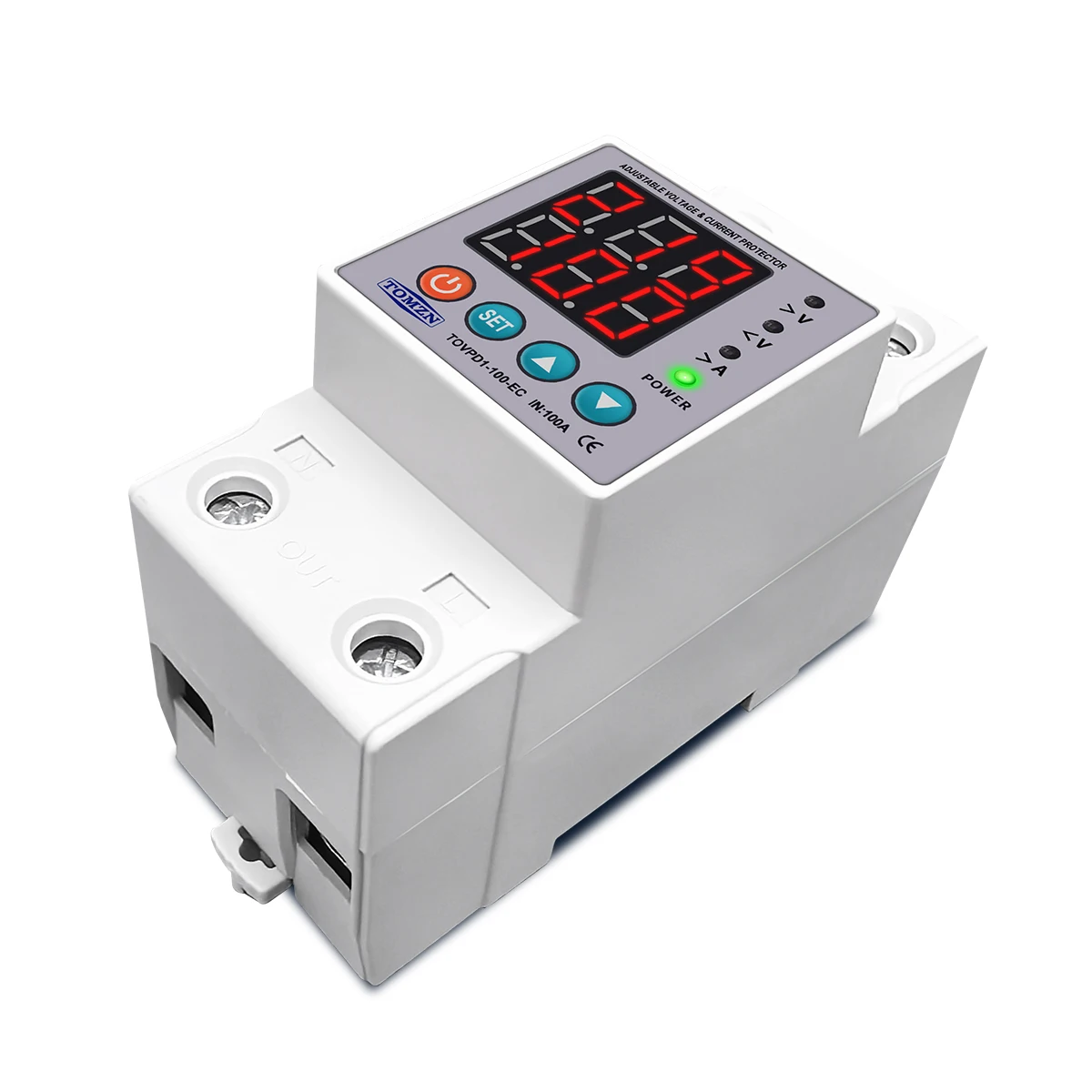 TOMZN Din Rail 230V 100A Adjustable Over Under Voltage Protective Device Protector Relay Monitor Current Limit protection