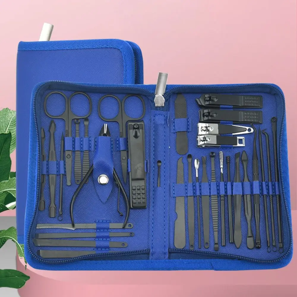 32pcs 스테인리스 스틸 매니큐어 세트 전문가용 보관 케이스 포함 네일 클리퍼 키트 내구성 있는 네일 관리 키트 가정용