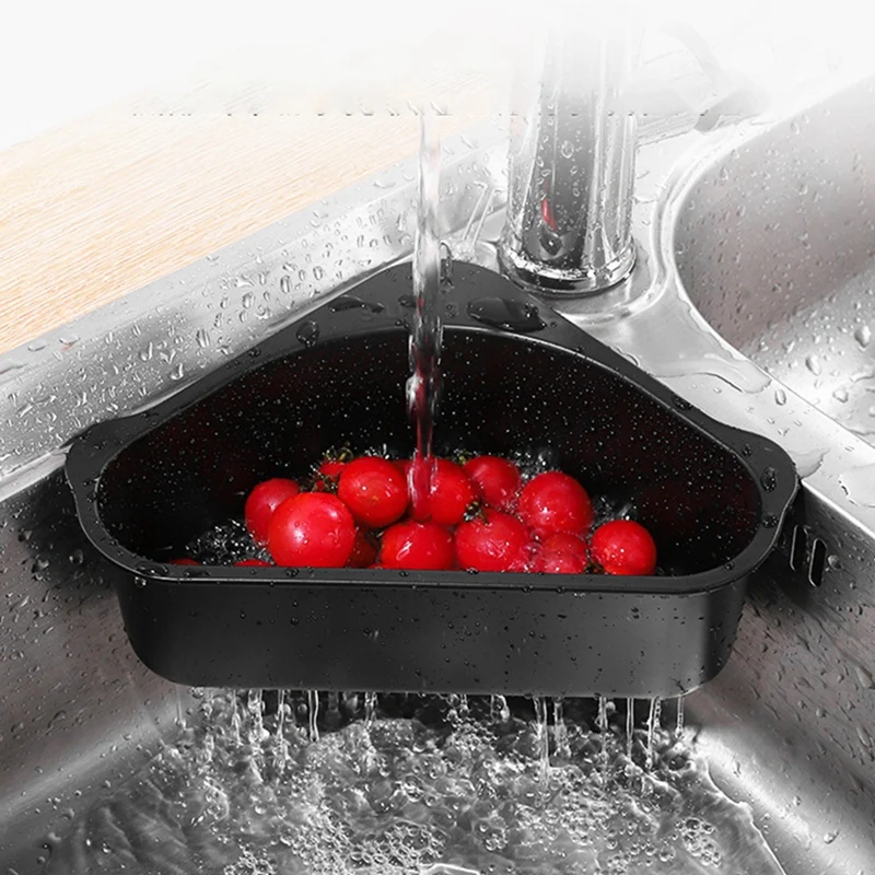 

Hot SV-Multifunctional Corner Sink Drain Rack Shelf Suction Cup Sink Drain Basket Bowl Sponge Holder Kitchen Storage Organizer