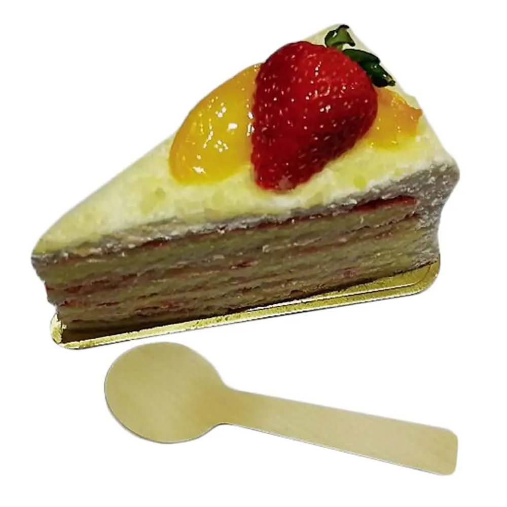 100pcs Mini Disposable Wooden Spoon Ice Cream Western Wedding Party Tableware Dessert Scoop