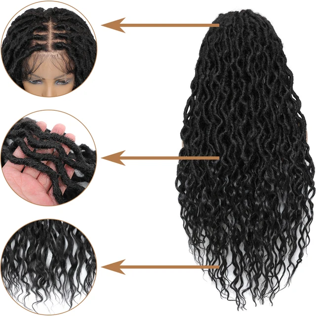 X TRESS Synthetic Long Braided Wigs For Black Women 13X4 Lace Front Free Part Goddess Faux