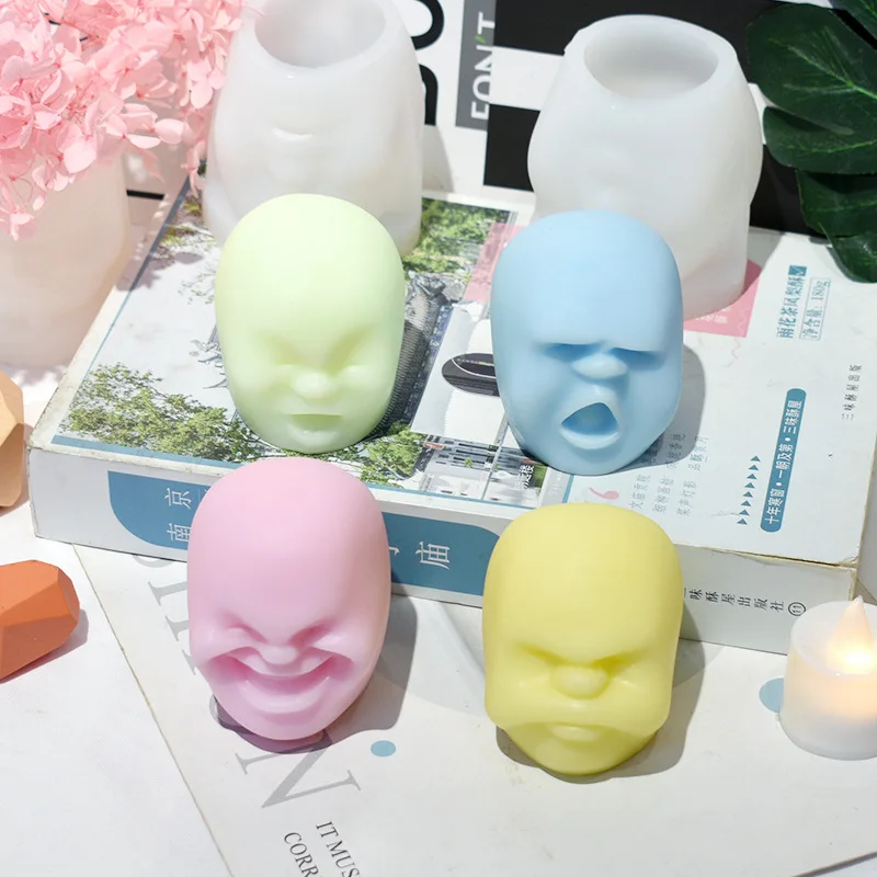 

Human Facial Expression Silicone Candle Mould for Resin DIY Handmade Ornaments Soap Plaster Candle Making Resin Mold Home Decor