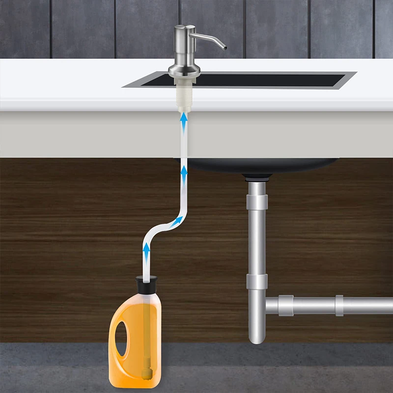 304 Stainless Steel Sink Soap Dispenser Kitchen Sink Hand Sanitizer Bottle Soap Dispenser Pump Head Extension Tube Presser 5