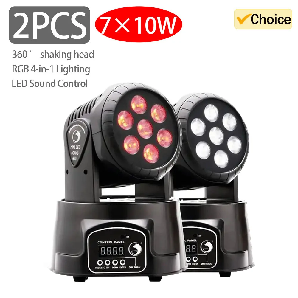thumbnail image 1 of 4PC 7*12W Mini luz de discoteca DMX512 Control de sonido Luz de ambiente para fiesta de boda Luz de escenario con cabezal móvil de 540° Luz de escenario para espectáculos, 1 of 5
