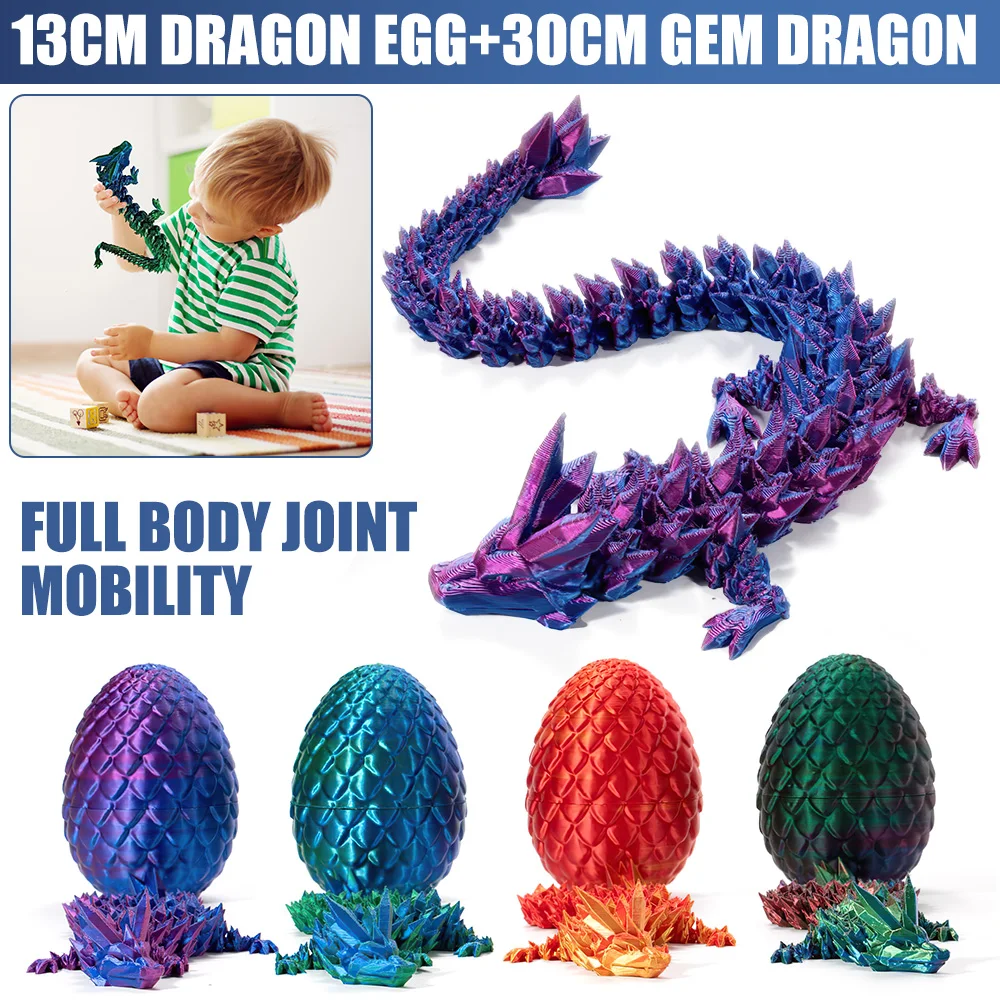 

Дракон в яйце с 3D рисунком, поделки в виде китайского дракона, подвижный Дракон 13 см + яйцо 30 см, украшение для дома и офиса, подарки