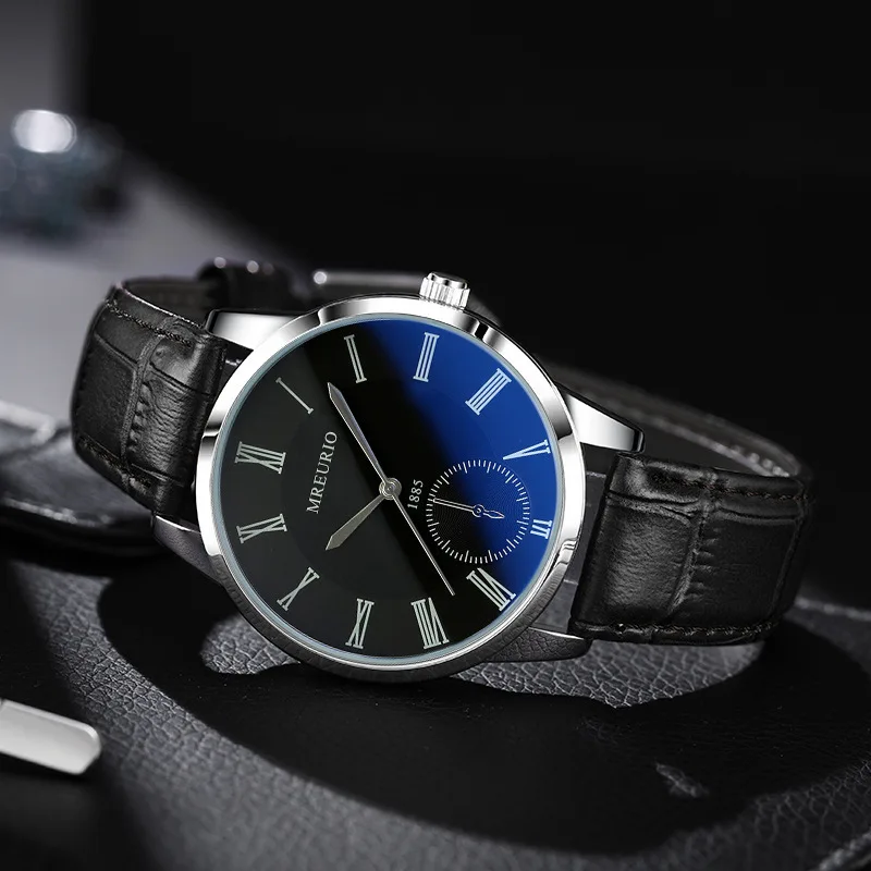 

2023 New Brand Watch Fashion Blue Light Leisure Business Men Wristwatch Leather Strap Quartz Watch Dropshipping