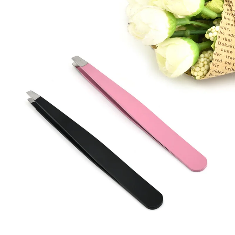 Stainless Steel Eyebrow Tweezers Face Hair Removal Eye Brow Trimmer Eyelash Clip Makeup Beauty Cosmetic Accessories Pink Black