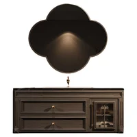 อ่างล้างหน้าห้องน้ําห้องน้ําตู้VINTAGE Vanityกระจกห้องน้ําตู้แต่งหน้าไม้เป็นสินค้าที่Toiletteเฟอร์นิเจอร์ 6