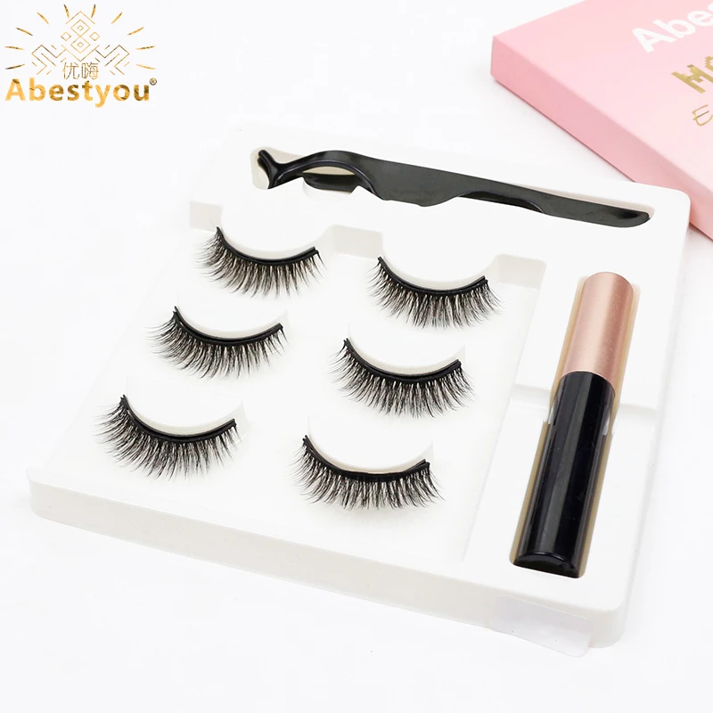 Fake Eyelashes 12mm short 3pairs Magnetic Lashes Eyeliner Suit