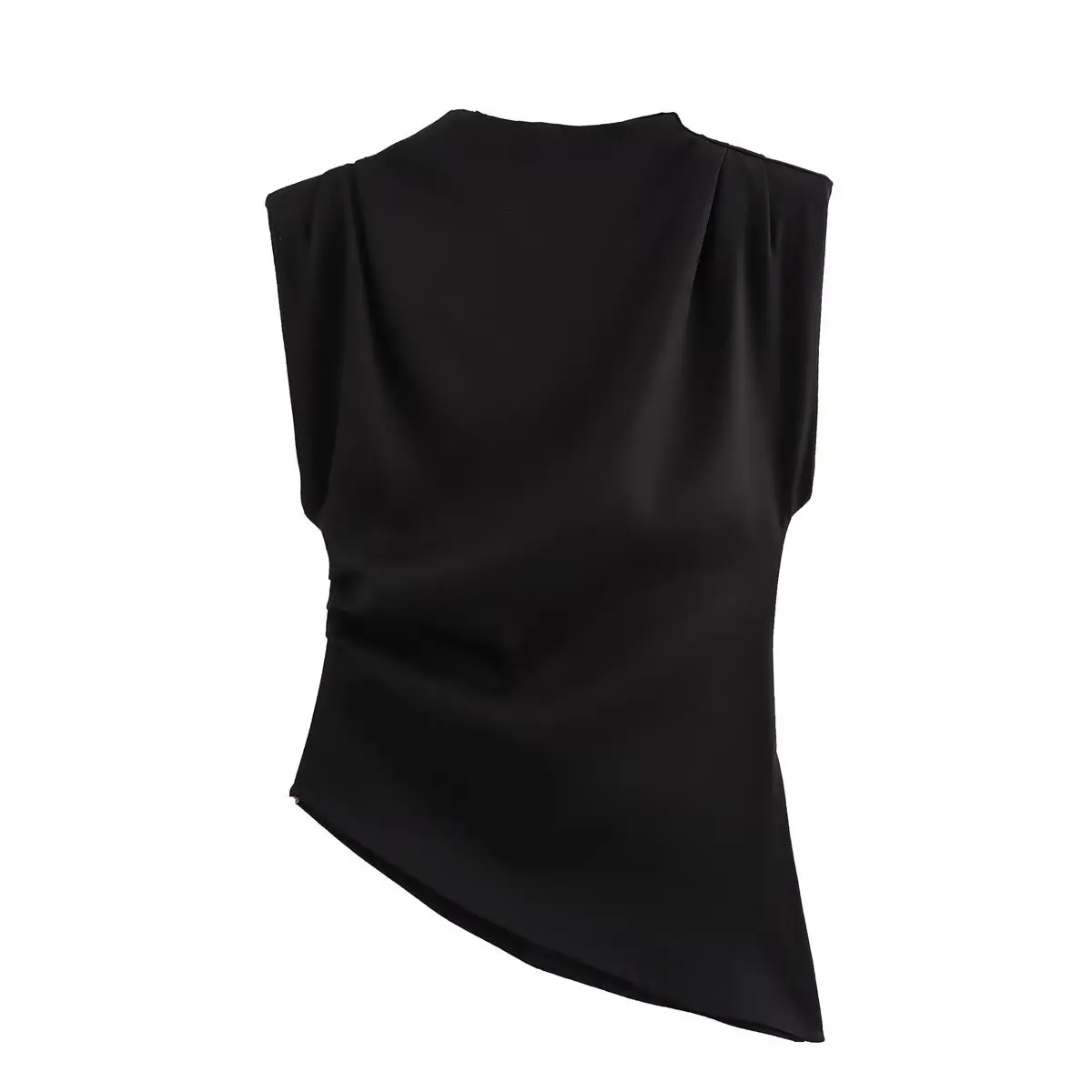 Spring Female Casual T-shirt Top Sleeveless Slim High Waist Cropped Solid Streetwear Y2k Top Women's Patchwork Tee 2025