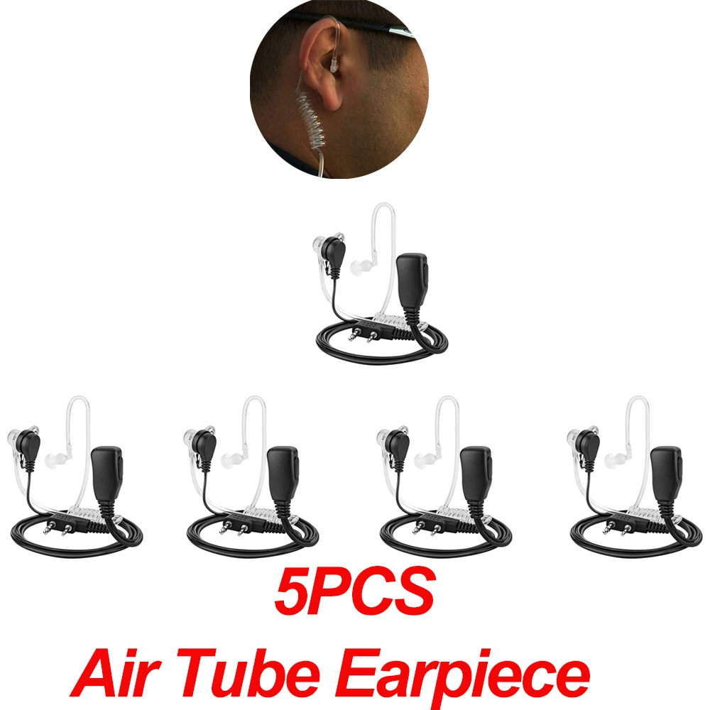 

5pcs Pin PTT MIC Headset Covert Acoustic Tube In-ear Earpiece For Kenwood TYT Baofeng UV-5R BF-888S walkie talkie Accessories