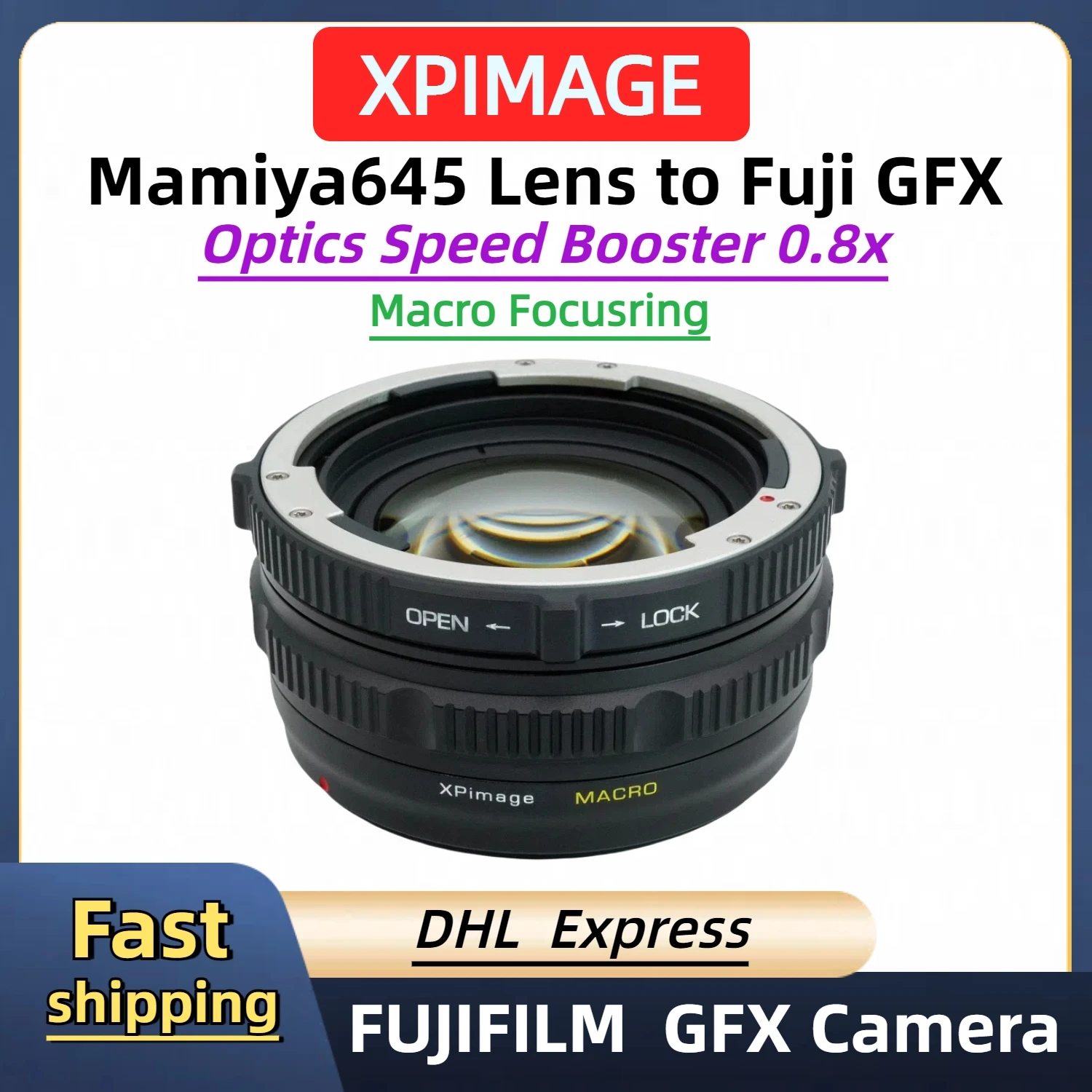 XPIMAGE M645-GFX Macro Optics Adapter for Mamiya645 Lens to