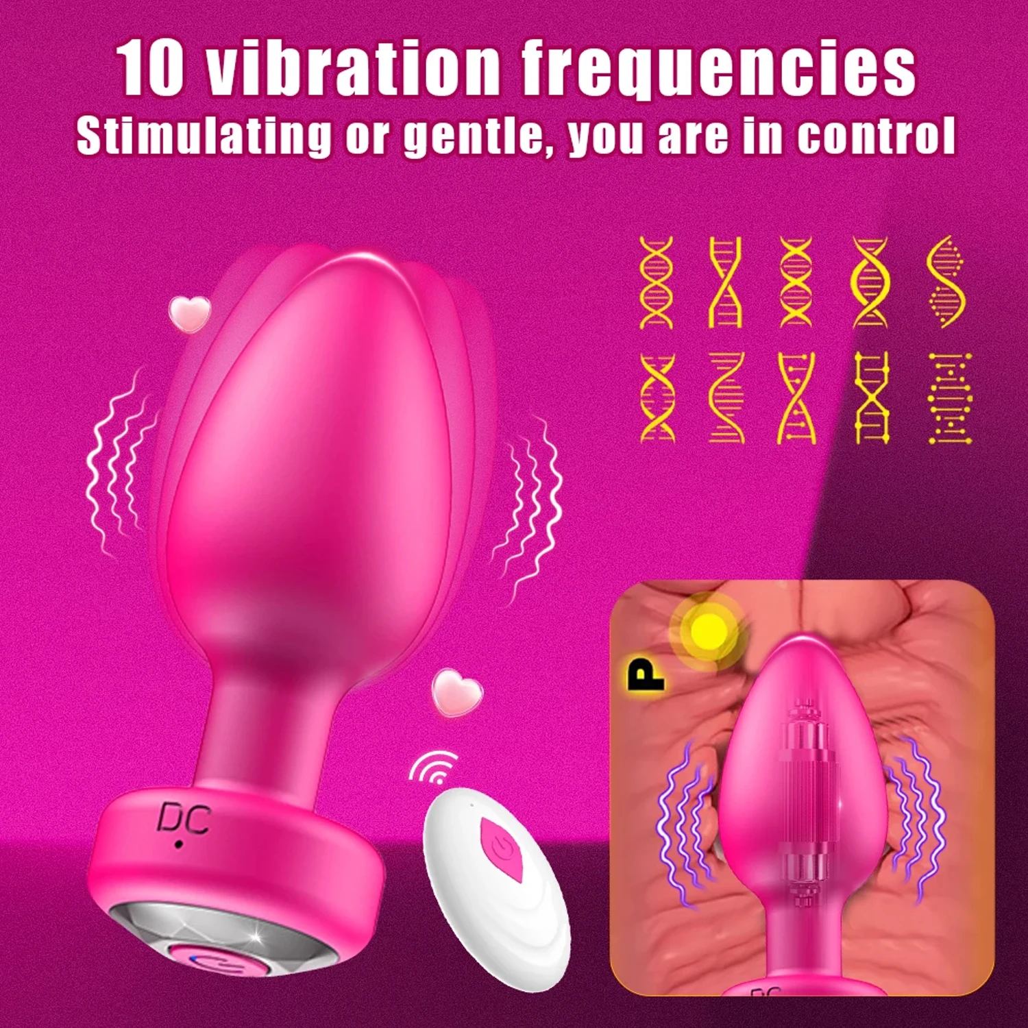 Plug anal vibrant connecté par app avec télécommande et stimulateur clitoridien_voghion.com