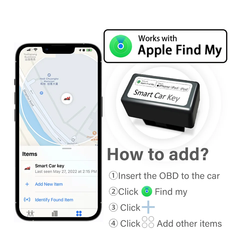 Mini Car OBD GPS Locator For Apple Find My APP Quick Installation Smart Tracker Anti-lost Device Finder Global Position