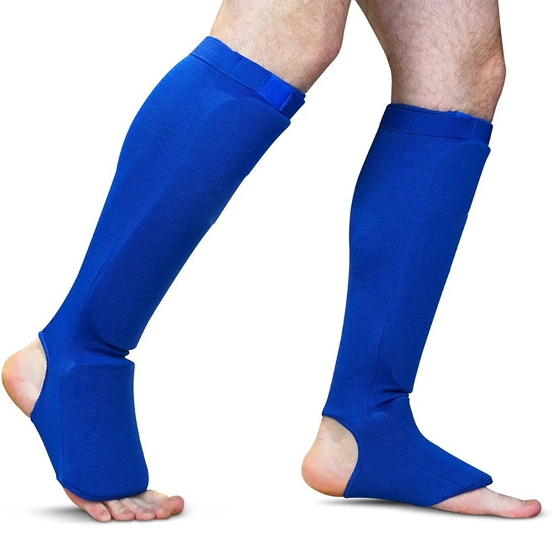 Blue Karate Protective Gear Boxing Training Shin Guards Taekwondo Sanda Fighting Shin Guards And Instep