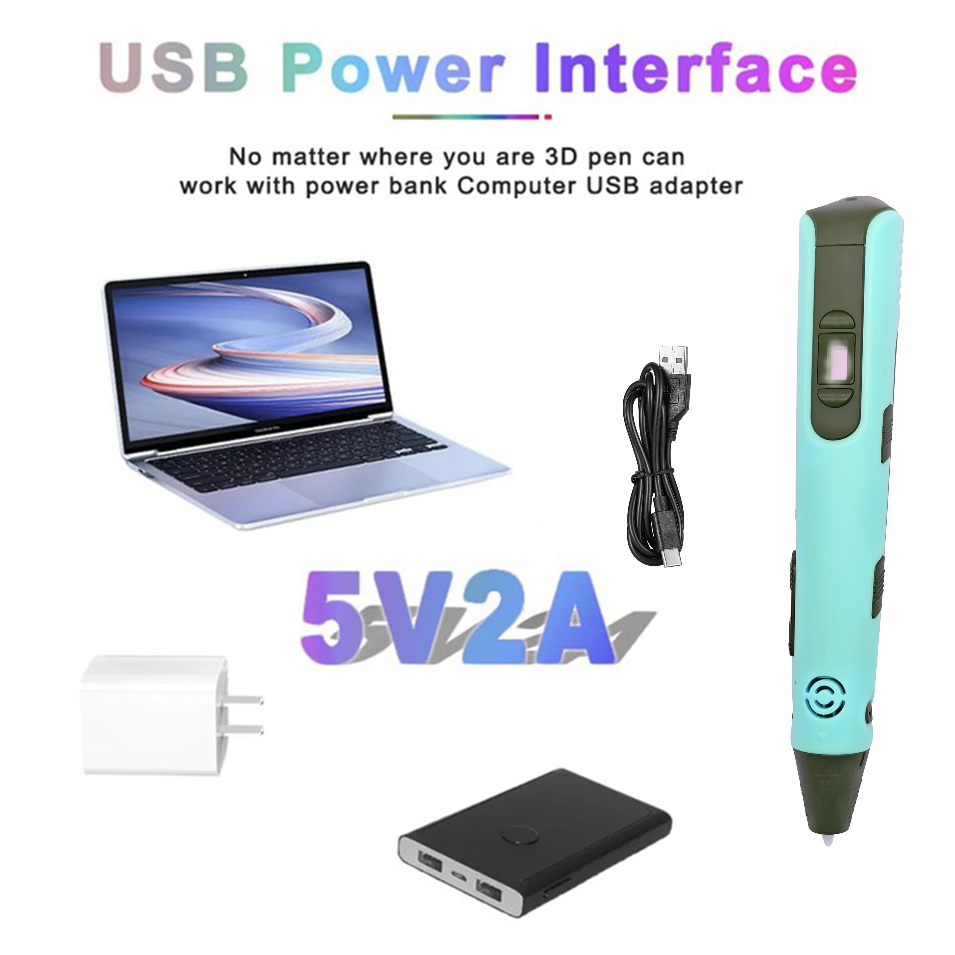 New 3D Printing Pen Set Children DIY Art Painting LCD Screen Creative Handmade Toys Children Holiday Gift 25M PLA