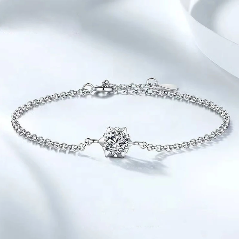 100% 1ct 모이사나이트 S 6 클로, 심플한 기질 패션, 여성용 팔찌 브랜드 쥬얼리