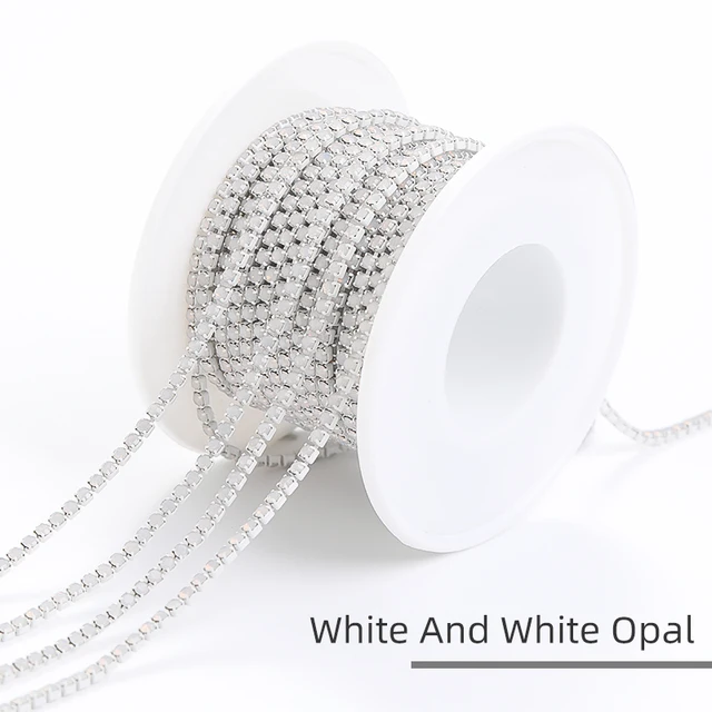 XiChuan 1 Yard 10 Colors Claw Rhinestone SS6 SS8 Crystal Tassel Diy Clothes Earring Accessories Beads Diamond Rhinestone Chain Whit And White Opal