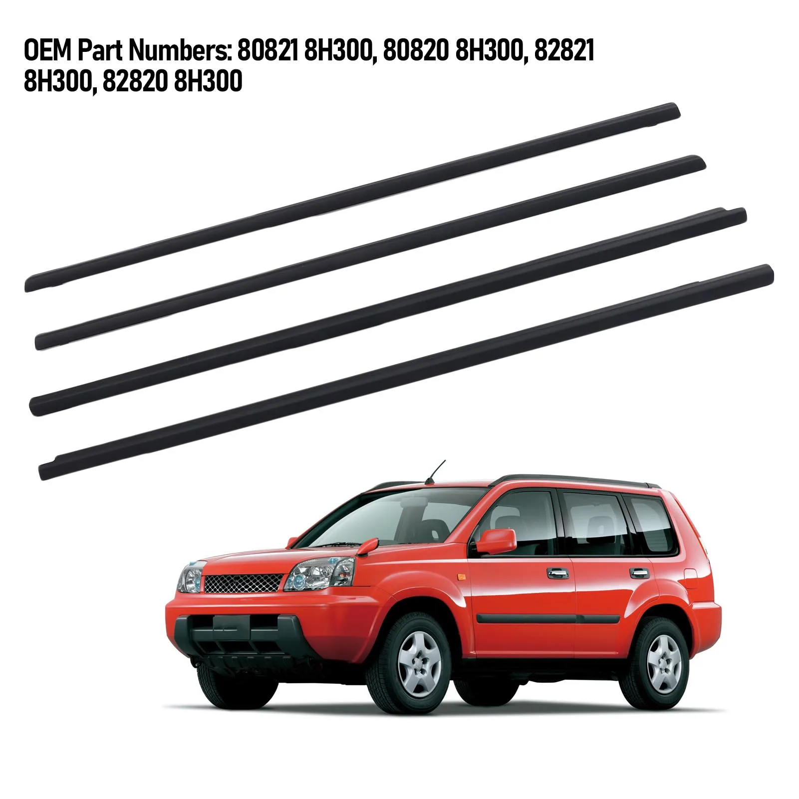 80820 8H300 Seamless Fit High Toughness Window Weather Strip  Belt Replacement for X-Trail T30 2001-2007 for Vehicle