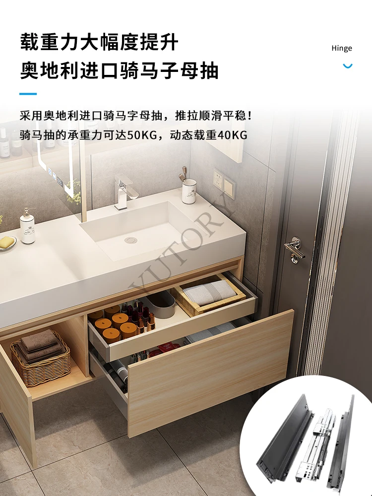 rock slab bathroom cabinet combination smart bathroom set hand wash face integrated basin washstand