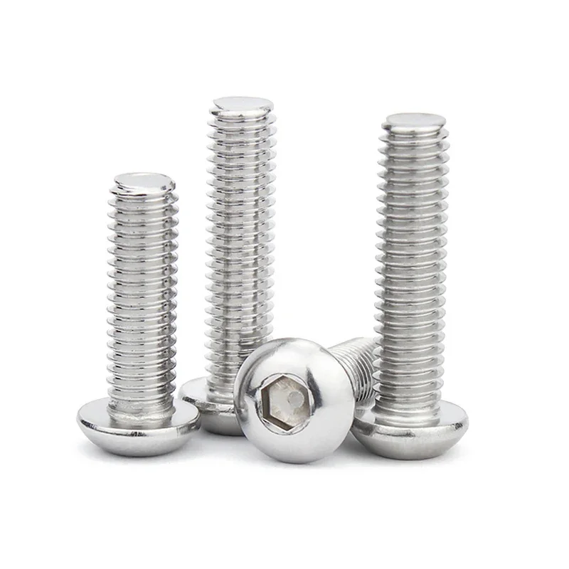 304 Stainless Steel Round Head Socket Head Cap Screws Half Round Cup Bolts M2 M2.5 M3 M4 M5 M6 M8 M10 M12
