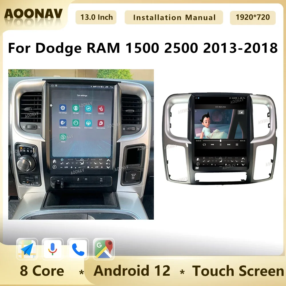 

Android 12 Car Radio For Dodge RAM 1500 2500 2013-2018 13 Inch Auto GPS Multimedia Player Tesla GPS Navigation Carplay Head Unit