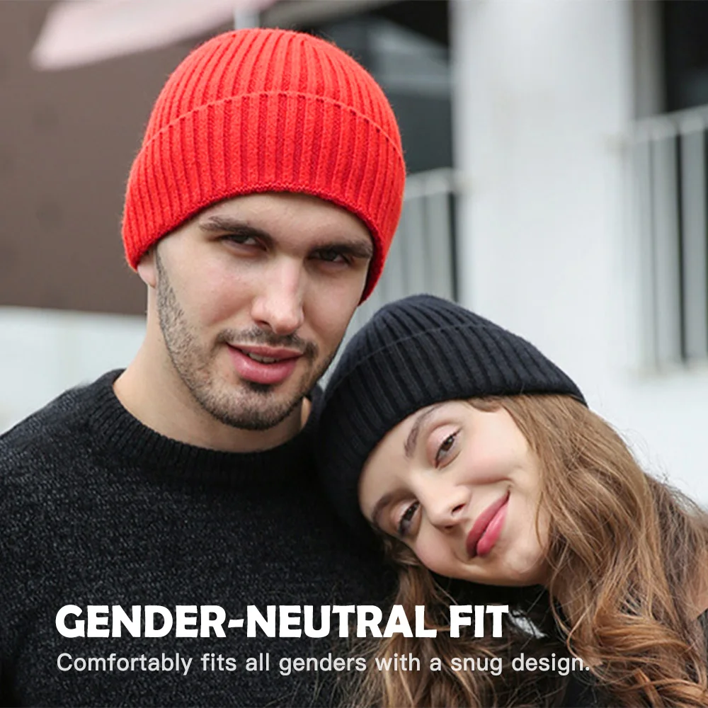 Warm Winter Hats Knit Beanies Breathable & Soft Beanie Hats Color Variety Extended Brim Thick Soft & Stretchy Knit Beanie Hat