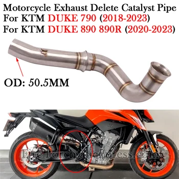 Motorcycle Exhaust Escape Moto GP Delete Catalyst Middle Link Pipe Connection 51mm Muffler For KTM DUKE 790 890 890R 2018 - 2023