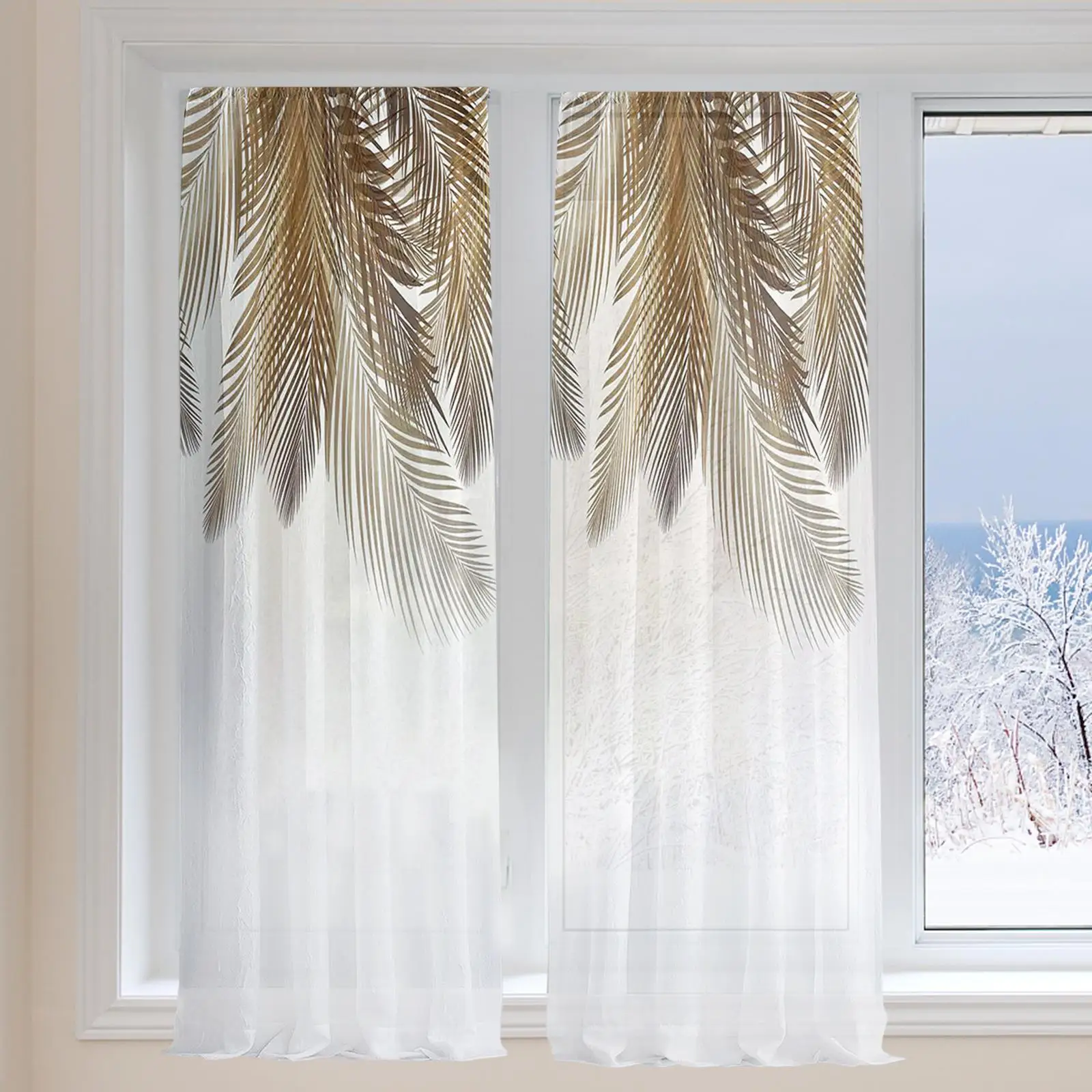 Printed Sheer Curtains 2 Panels 52 x 95 Inches Sheer Drapes for