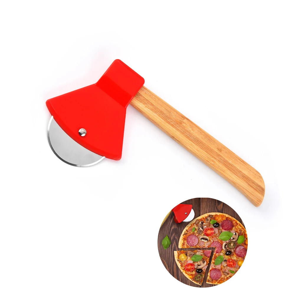 Unique Pizza Slicer with Bamboo Handle Stainless Steel Pizza Cutter Wheel Pizzas Cutting Knife/tools 0806 pizza cutter pizza knife