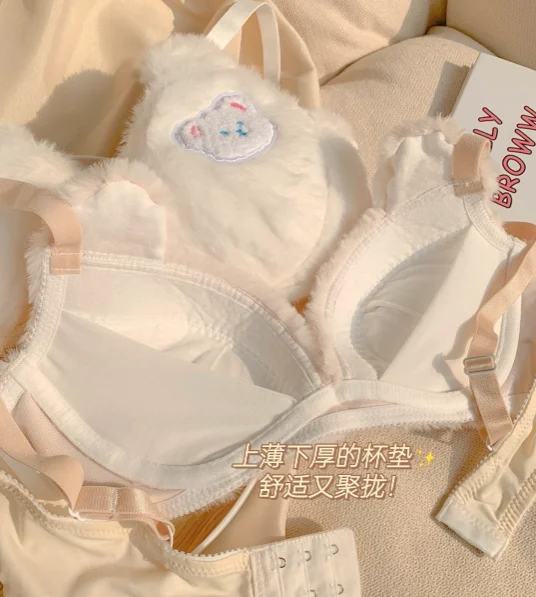 Japanese Cute Bear Bra and Panty Set Plush Lolita Small Cute