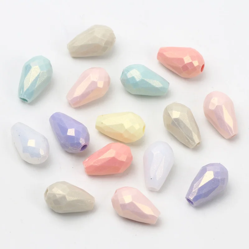 100pcs 8x12mm 혼합 색상 워터 드롭 아크릴 비즈 의류 장식을위한 느슨한 스페이서 비즈 바느질 공예 Diy 쥬얼리 액세서리