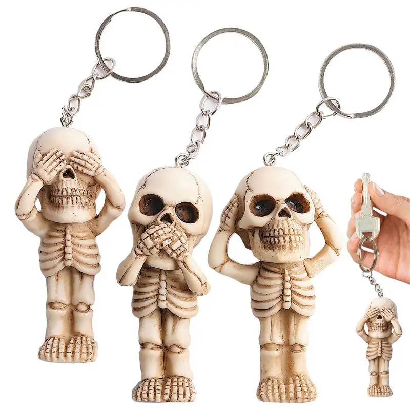 

Skeleton Skull Keychain 3pcs/set Gothic Keychains For Women Retro Halloween Supplies Keychain For Kids Unique Halloween Gift For