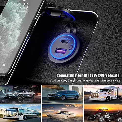 QC 3.0 USB  12V/24V ڵ  ܼƮ  (/ ġ )  ؾ Ʈ rv    ġ