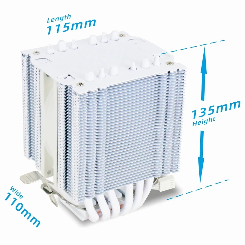Todo o Refrigerador Branco da Cpu com Heatpipes Suportam 1700 1200 115x Am4 Eficiente 4pin Pwm Argb Ventilador Silencioso Radiador Z135 - Imagem 4