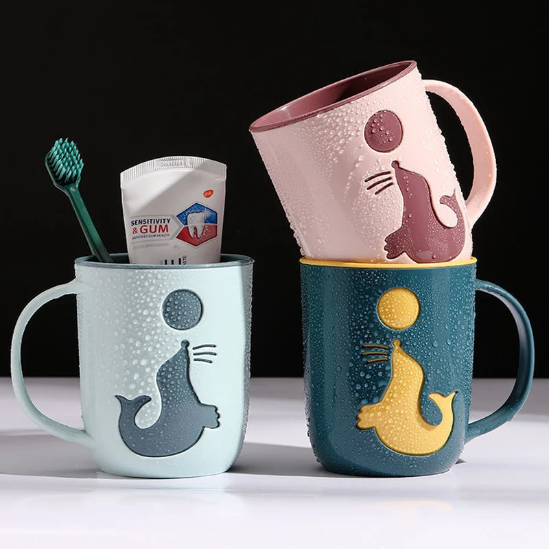 1/2Pcs Popular Toiletry Cups Dolphin Mouthwash Cup Couples Toothbrush Cup Creative Water Cup Kids Bathroom Cup