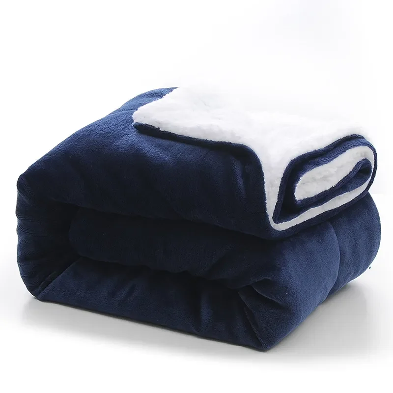 Large Sherpa Fleece Blanket Double Thick Soft Warm Bed Sofa Throw Blanket Double King Size Winter Warm Blanket
