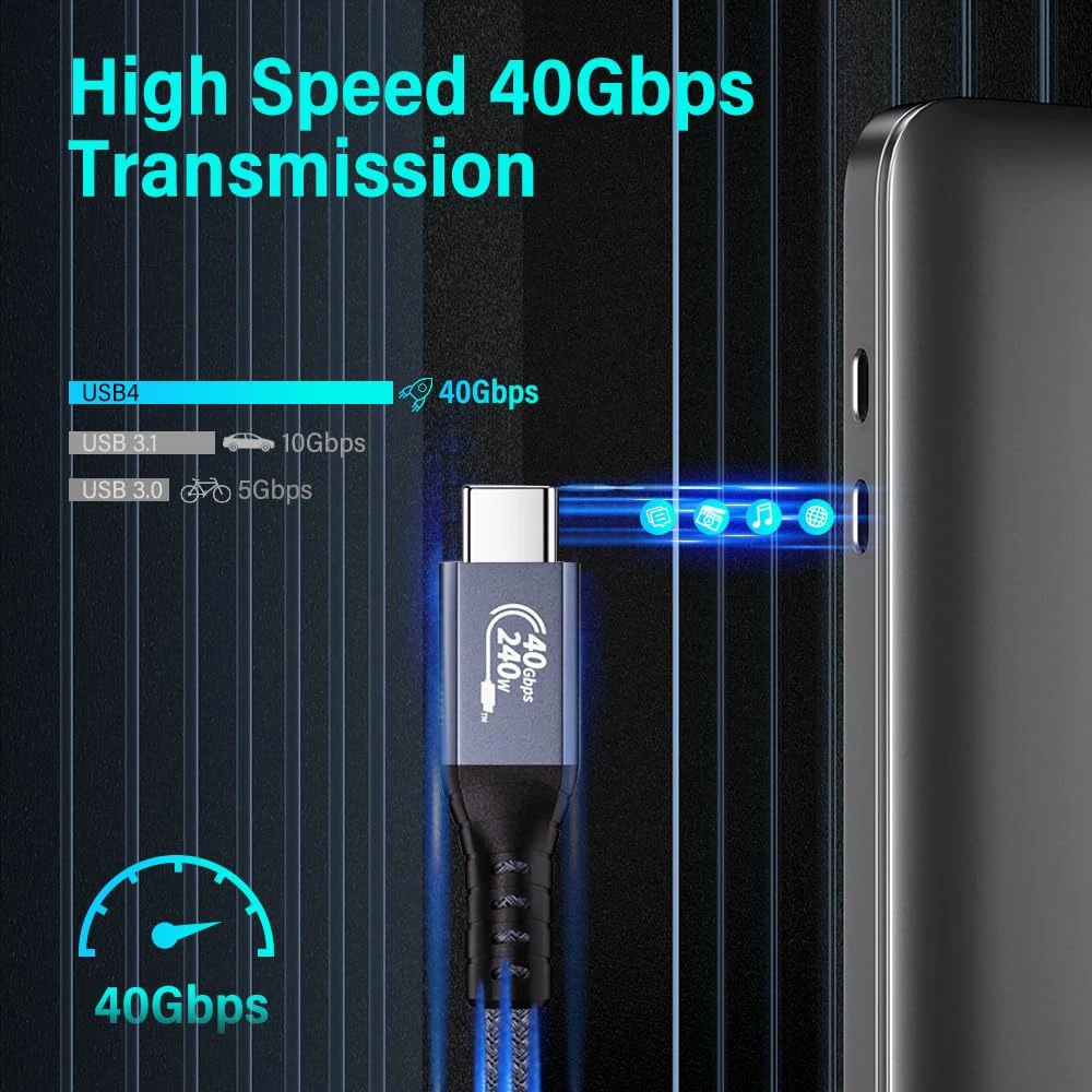 Ʈ 3/4 ̺ USB C to C, 40Gbps  , 8K ÷, 240W PD , Ʈ ŷ  SSD ޴