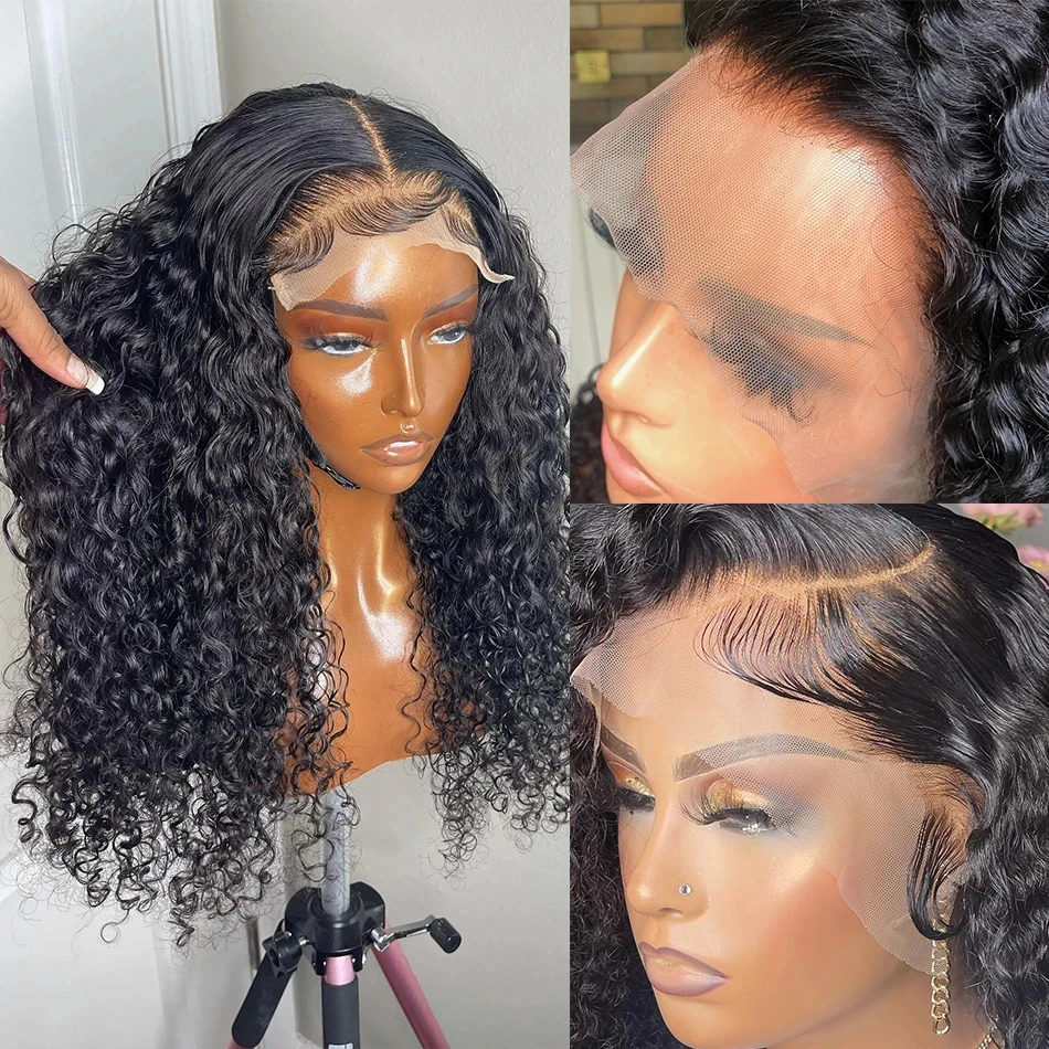 Pre Cut No Glue Water Wave 13x4 Bob Wigs Curly Glueless Wig Human Hair Ready To Go Lace Frontal Wigs For Women Pre Plucked