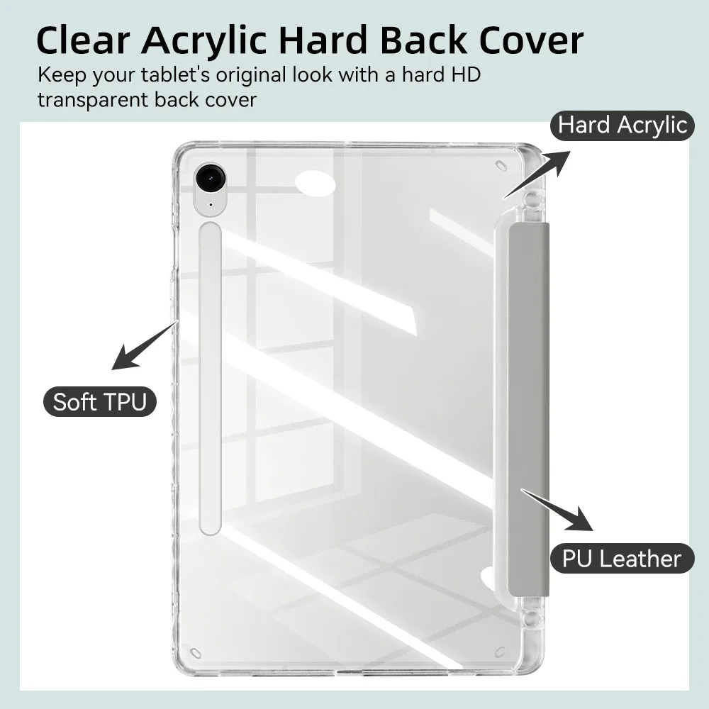 Y-Shaped Clear Tablet Case with Pencil Holder