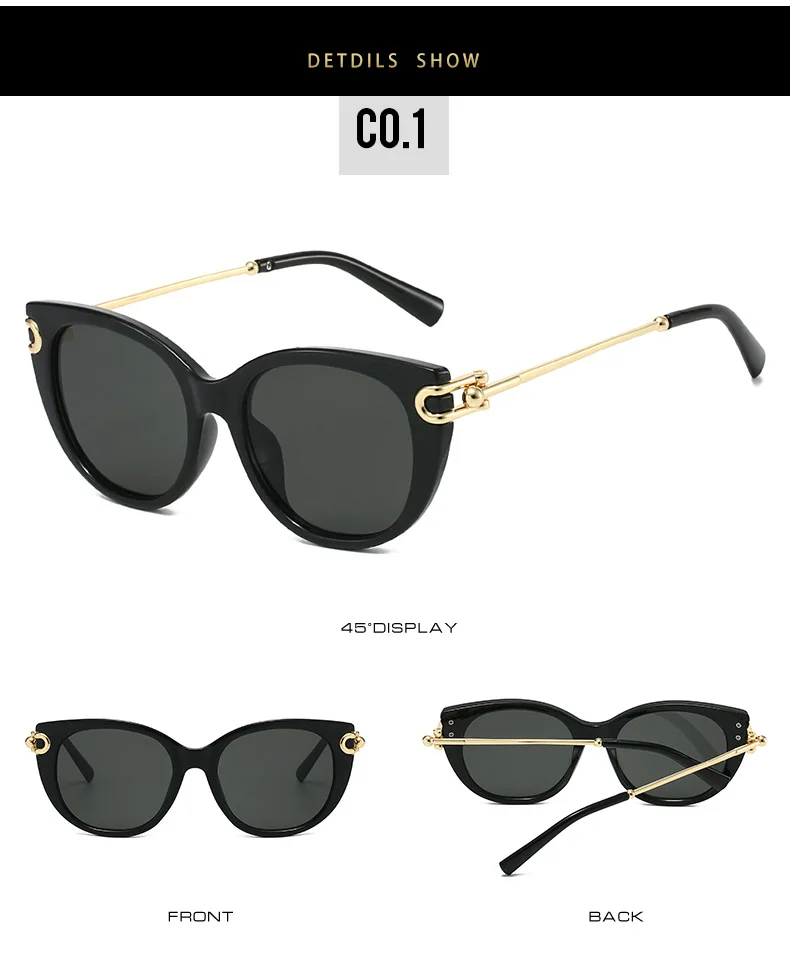 2026 Neue zweifarbige Sonnenbrille: Cat-Eye-Silhouette, silberne Akzente, stilvolles Streetwear-Stück – hochwertige Farbtöne im Ins-Style – Detail 7