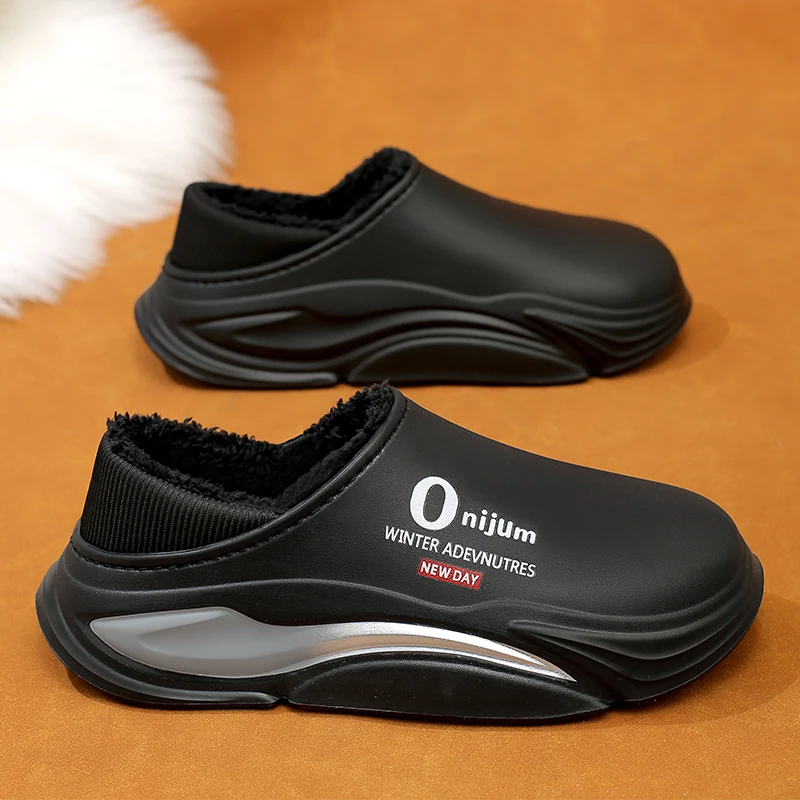 Winter Men's Cotton Slippers Warm Slippers For Man Indoor Outdoor Warm Shoes Male Women Waterproof House Plush Warm Slippers