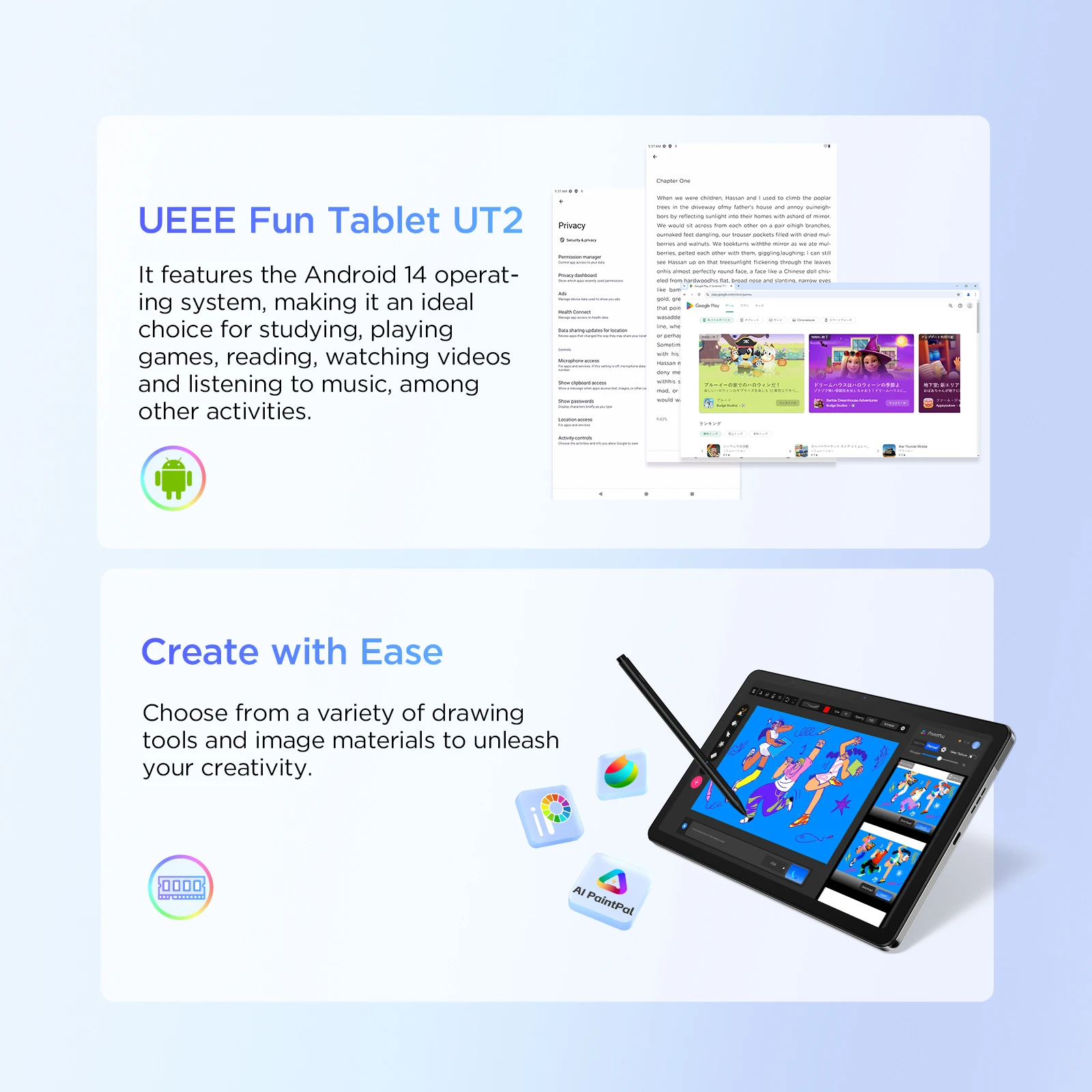 UGEE UT2 Fun Drawing Pad 10.36-inch 2K Resolution 4096