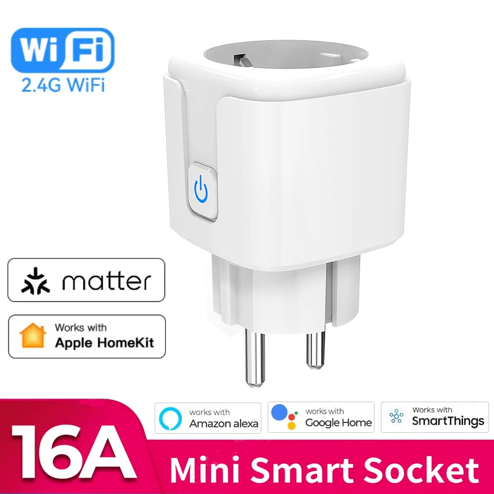 Smart Wi-Fi Socket with Timer and Power Monitoring, Matter-Enabled