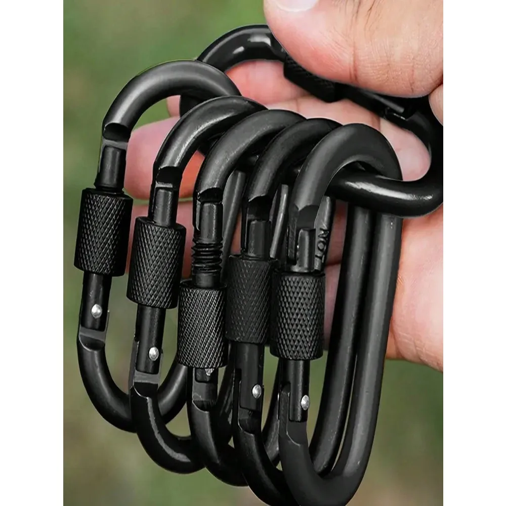 Outdoor Mountain Climbing Aluminum Alloy D-Shaped Carabiner, Metal Hook Keychain, Spring Hook, For Camping, Hiking, Fishing