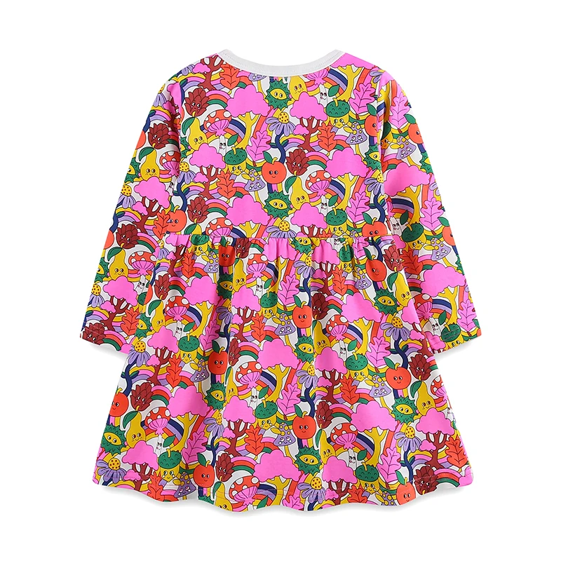 Kids Clothes 2025 Autumn Spring Children's Clothing Cotton Fall Baby Girls Long Sleeves Cartoon Fruits Dresses