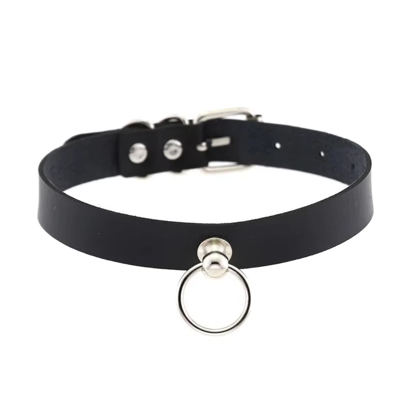 Chainsaw Man Inspired Reze Punk Leather Choker with Pull Ring Chain