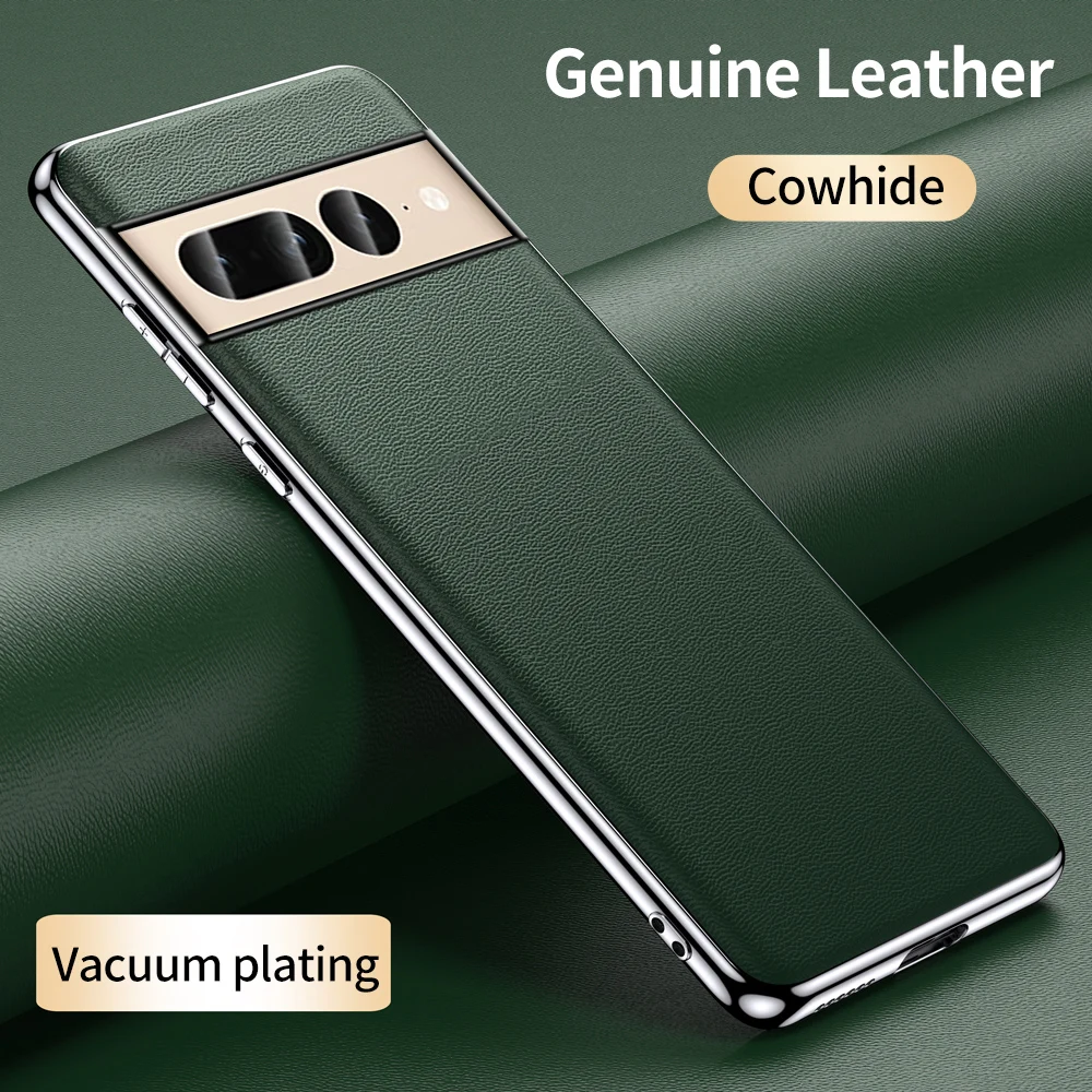 

LANGSIDI Fashion Plating Genuine leather phone Case For Google pixel 8 pro 7 7a 6 6a funda Lens Protection thin Covers coque
