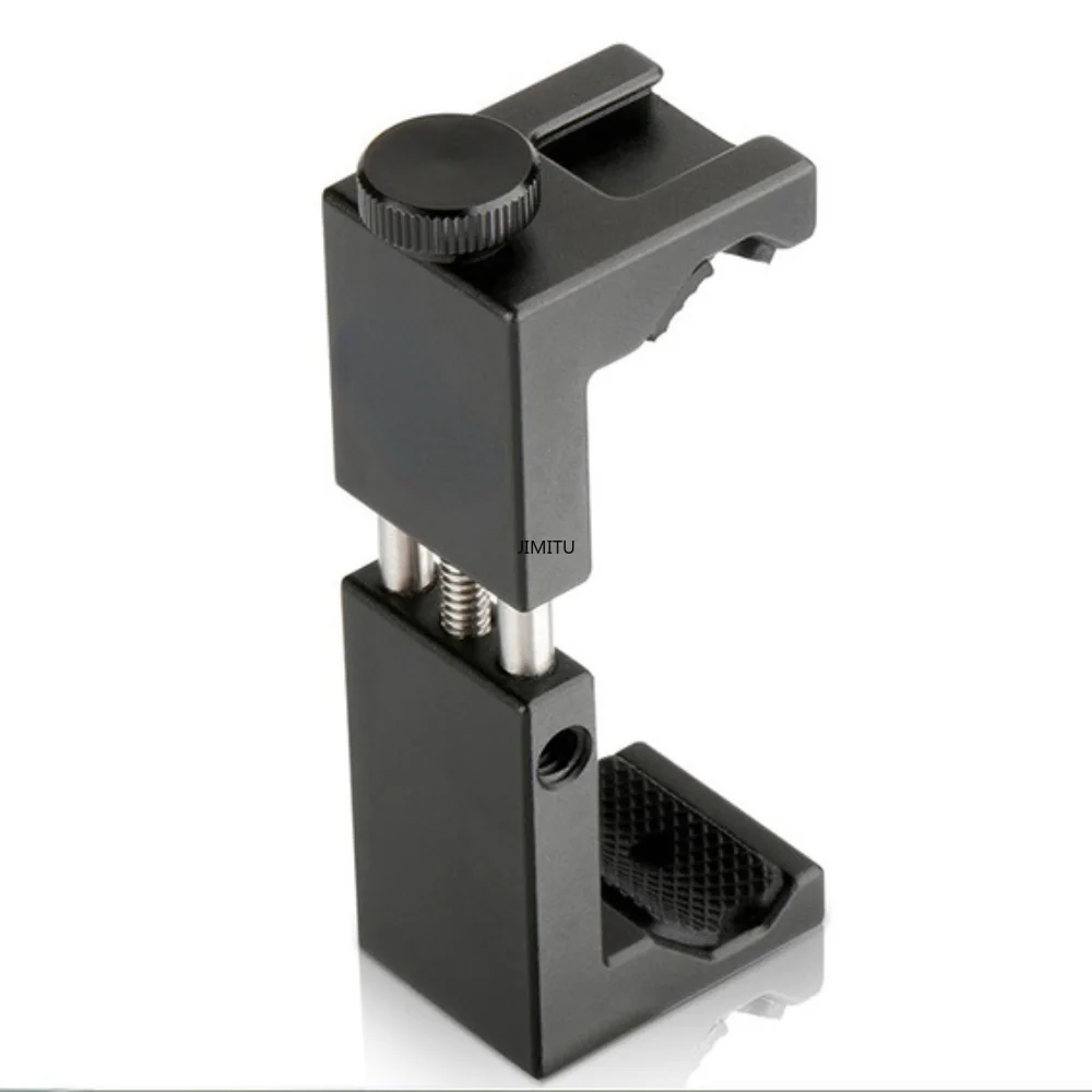 콜드 슈 마운트가 있는 알루미늄 휴대폰 삼각대 마운트, 수직 및 수평 지원, iPhone 12 11 Pro용 범용 조절식 클램프